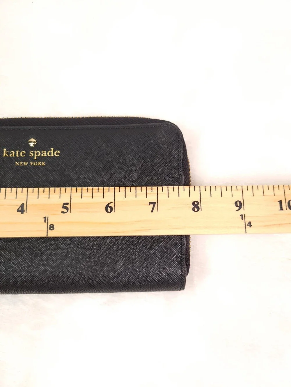 Kate Spade Black Saffiano Leather Zip Around Continental Wallet Strap